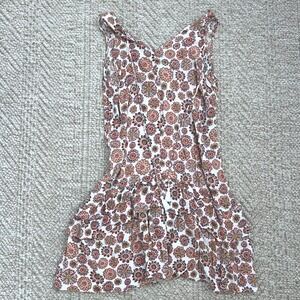 Loft Beach Floral Medallion V-Neck Dress White Boho Summer Womens Size M